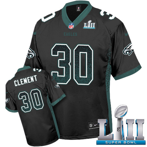 Nike Eagles #30 Corey Clement Black Alternate Super Bowl LII Men's Stitched NFL Elite Drift Fashion Jersey